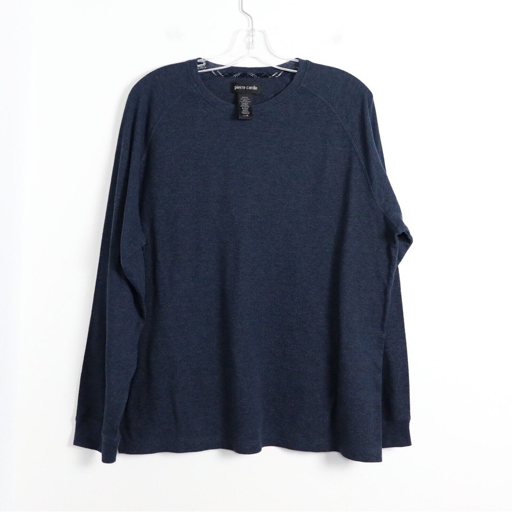 Pierre Cardin cotton knit men’s sweater dark blue top warm long sleeve winter L